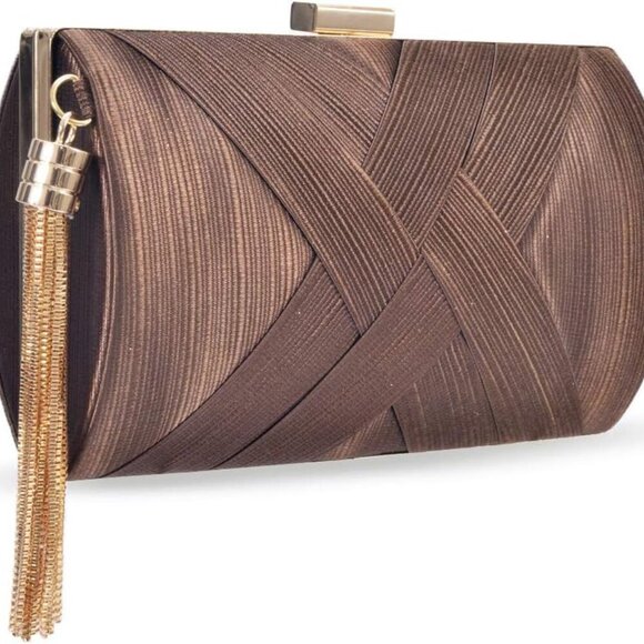 Accessories - Women’s Satin Evening Clutch Bag Party Wedding Purse with Detachable Chain